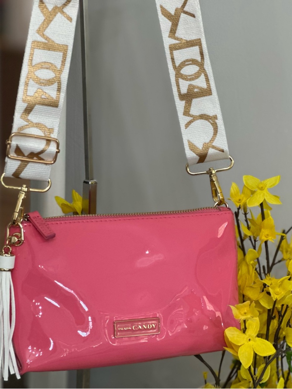 Prada Pink Patent Leather Cosmetic Crossbody Bag
